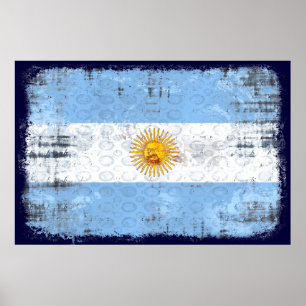 Grunge flag of Argentina for La Albiceleste fans Poster