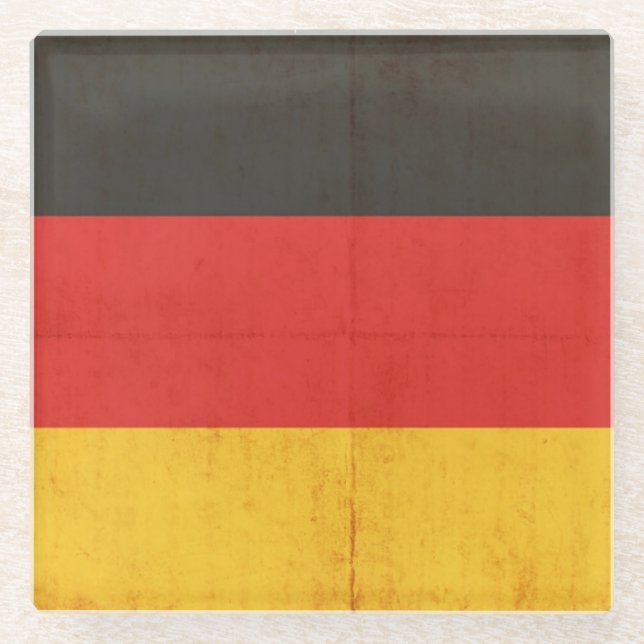Grunge Flag Of Germany Glass Coaster (Front)
