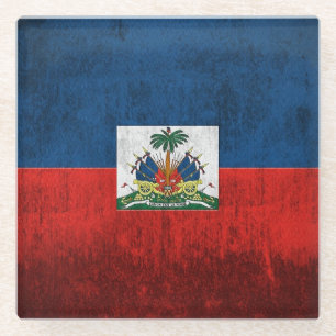 Grunge Flag Of Haiti Glass Coaster