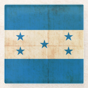 Grunge Flag Of Honduras Glass Coaster