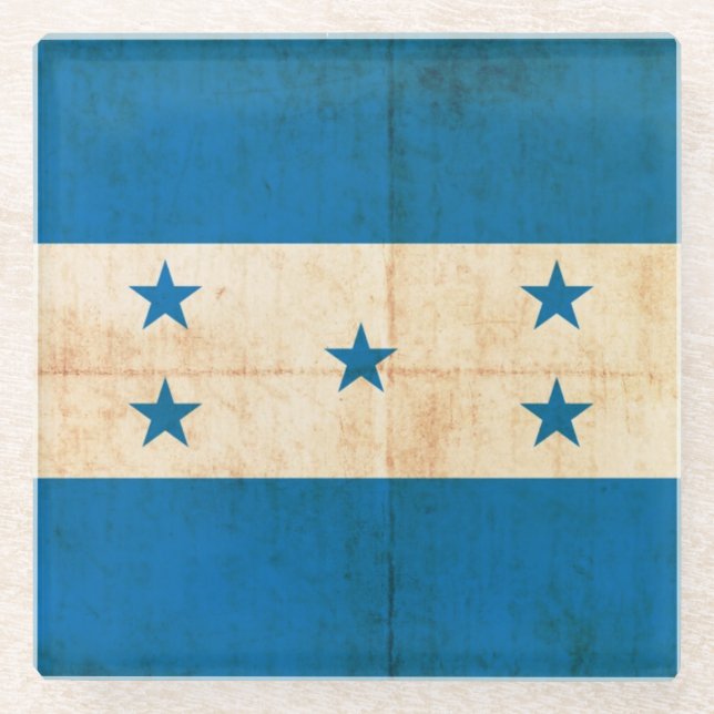 Grunge Flag Of Honduras Glass Coaster (Front)