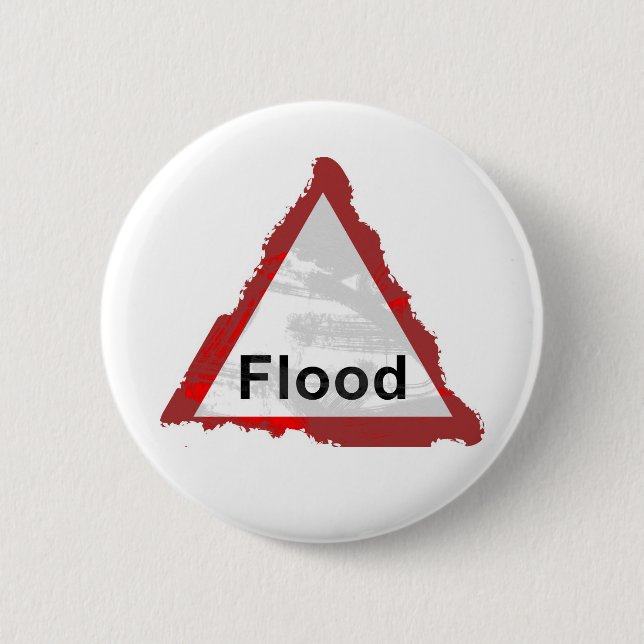 Grunge Flood Sign 6 Cm Round Badge (Front)