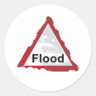 Grunge Flood Sign Classic Round Sticker