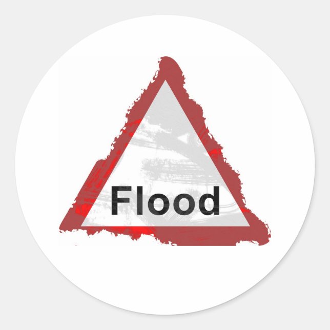 Grunge Flood Sign Classic Round Sticker (Front)
