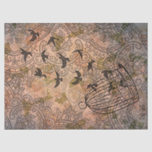 Grunge Floral Birdcage Vintage Lace  Tissue Paper