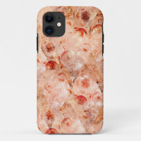 Grunge floral pattern. Coral background. 