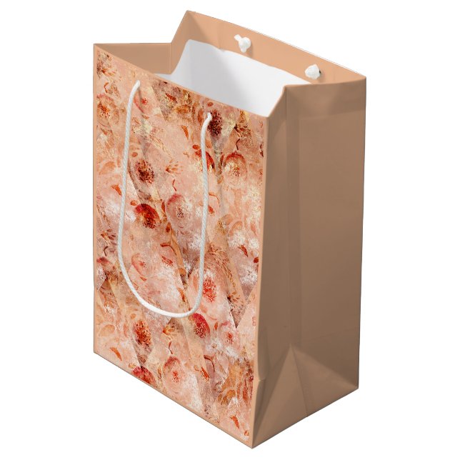 Grunge floral pattern. Coral background.  Medium Gift Bag (Front Angled)
