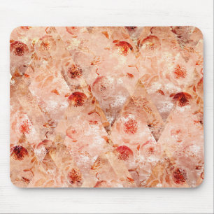 Grunge floral pattern. Coral background. Mouse Mat