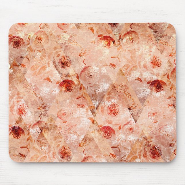 Grunge floral pattern. Coral background.  Mouse Mat (Front)