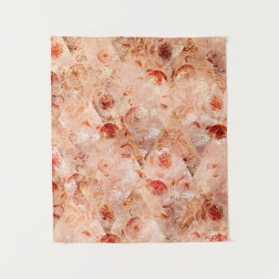 Grunge floral pattern. Coral background. Tapestry