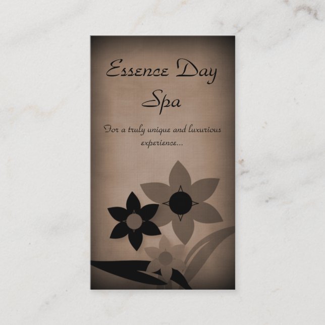 Grunge Florals Business Card, Mocha Business Card (Front)