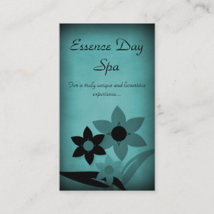 Grunge Florals Business Card, Teal Card