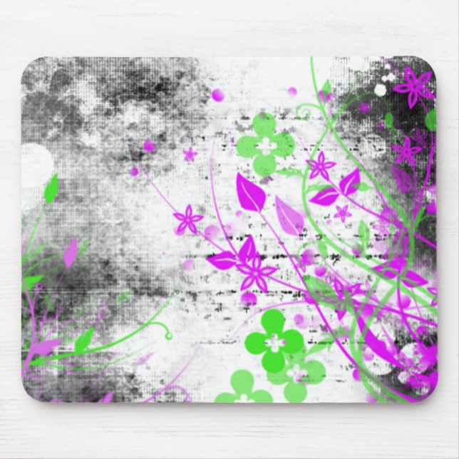 Grunge Flowers Mouse Mat (Front)