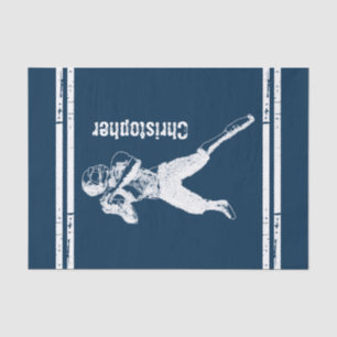 Grunge Football Quarterback Blue and White Tissue Paper