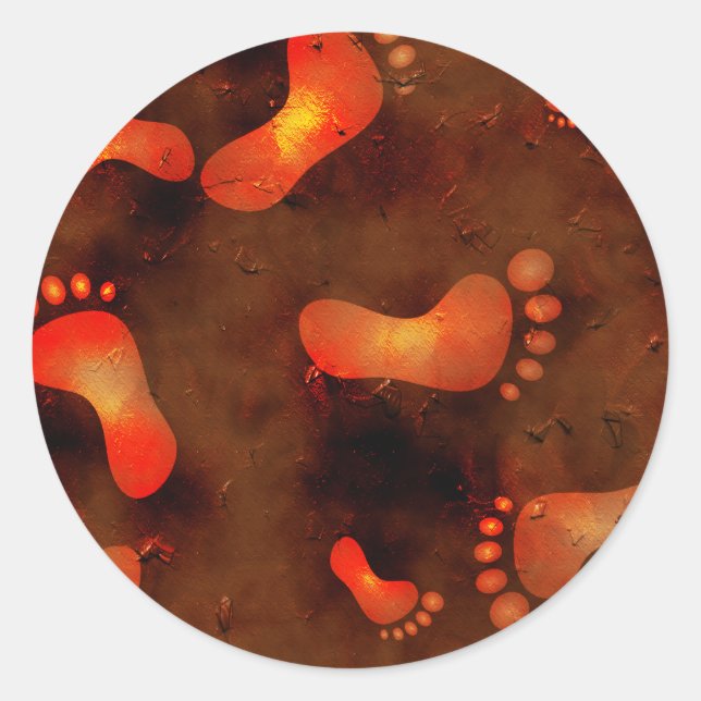 Grunge Footprints Classic Round Sticker (Front)