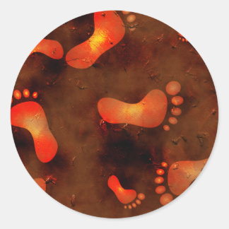 Grunge Footprints Classic Round Sticker