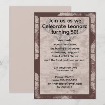 Grunge Frame and Beige Background Adult Birthday