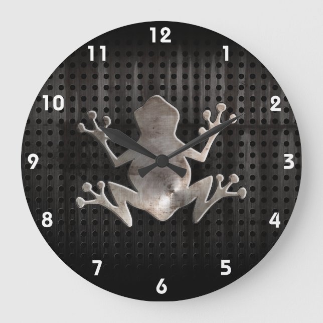 Grunge Frog Large Clock (Front)