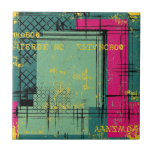 Grunge Geometric Street Art Collage Pattern Tile