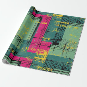 Grunge Geometric Street Art Collage Pattern Wrapping Paper