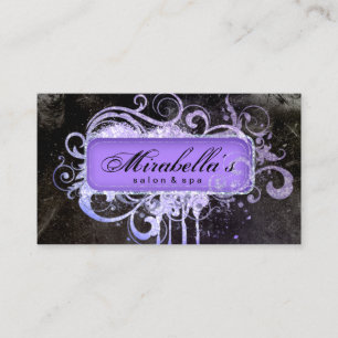 Grunge Glitter Salon Spa Black Purple Business Card
