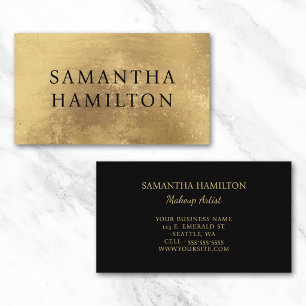 Grunge Gold Foil Modern Minimalist Black Business Card