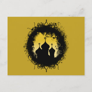 Grunge-Goth Gold and Black Ramadan Mosque Postcard