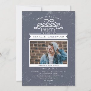 Grunge Graduation Party Invitation With Photo