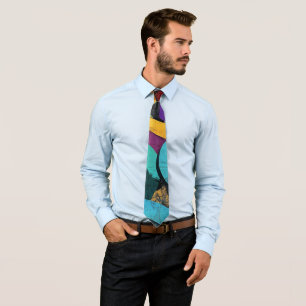 Grunge Graffiti Abstract in Pink Yellow Blue Tie