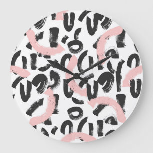 Grunge graffiti: art brush strokes. large clock