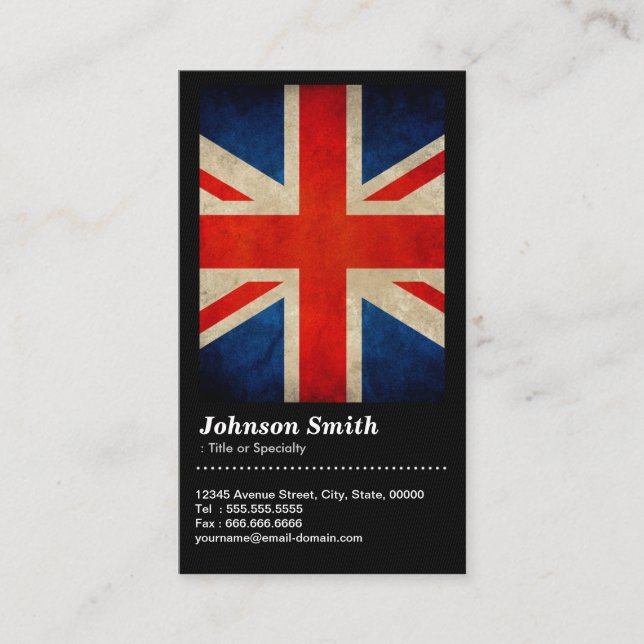 Grunge Great Britain UK Flag Union Jack - QR Code Business Card (Front)