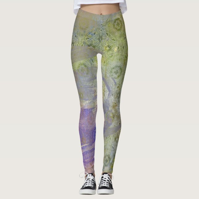 Grunge Green and Purple Leggings (Front)