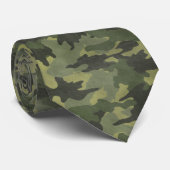 Grunge Green Camo Military Camouflage Mens Tie (Rolled)