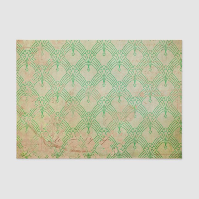 Grunge Green Retro Art Deco Tissue Paper (Front)