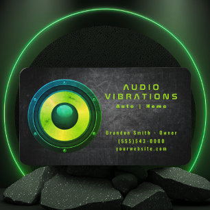 Grunge Green Speaker Car Audio Stereo Installation Business Card