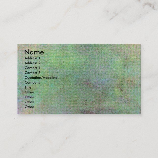 Grunge Green Texture Business Card (Front)