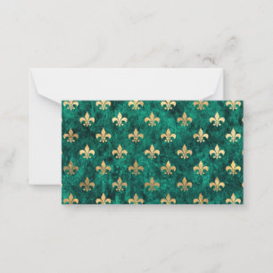 Grunge Green Velvet Fleur De Lis Mardi Gras Card