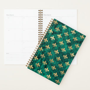Grunge Green Velvet Fleur De Lis Mardi Gras Planner