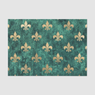 Grunge Green Velvet Fleur De Lis Mardi Gras Tissue Paper