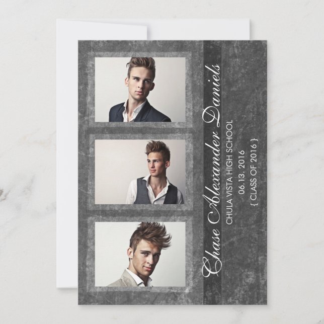 Grunge Grey 2016 Graduation Announcement (Front)