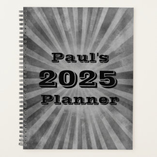 Grunge Grey Stripes Personalised Planner