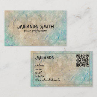 Grunge Grey Vintage Custom QR Code Business Card