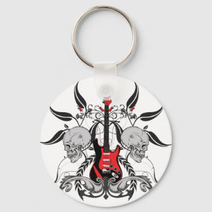 Grunge Guitar and Skull Key Ring