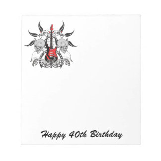 Grunge Guitar and Skull Notepad