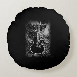 Grunge Guitar Graphic Guitarist Rock Musician Jazz Round Cushion