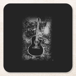 Grunge Guitar Graphic Guitarist Rock Musician Jazz Square Paper Coaster