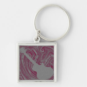 Grunge Guitar Keychain, Pink Key Ring