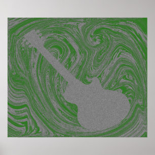 Grunge Guitar Poster, Green Poster
