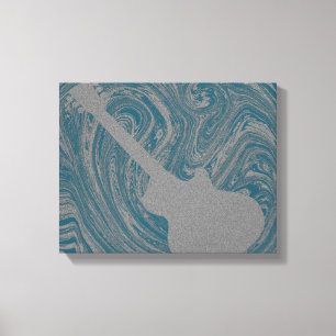 Grunge Guitar Swirls Canvas Print, Teal Print