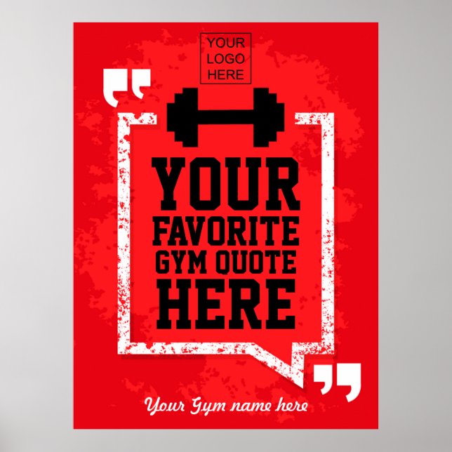 Grunge Gym lifestyle quote personalised add logo Poster (Front)